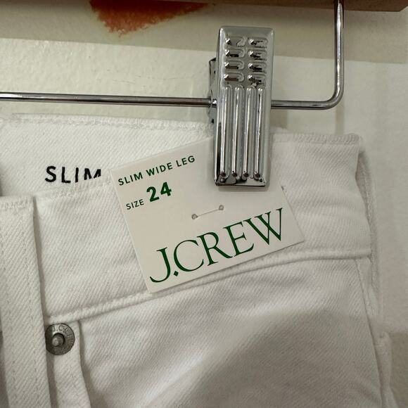 24 J.Crew White Slim Wide Leg Jeans NWT - Picture 4 of 5
